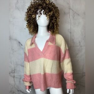 NWT No Comment Striped Collar Sweater size XL